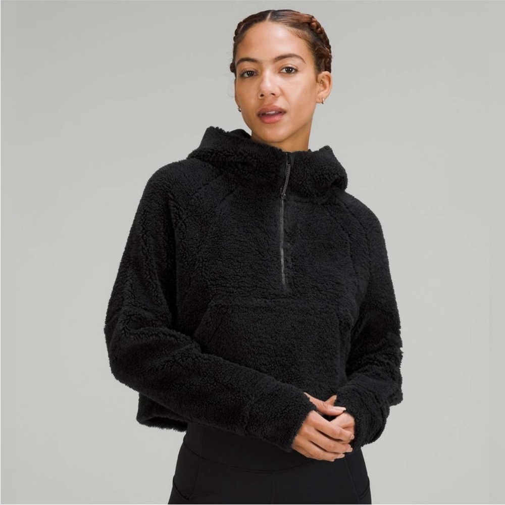 Black Lululemon Scuba Half Zip fleece/sheepa Hoodie XS/S